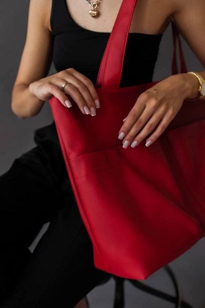 Шоппер из экокожи вместительный для городской жизни MT.Style BOX2 red - фото 7