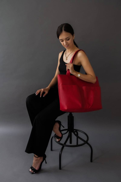 Шоппер из экокожи вместительный для городской жизни MT.Style BOX2 red - фото 6