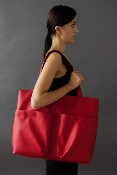 Шоппер из экокожи вместительный для городской жизни MT.Style BOX2 red - фото 2