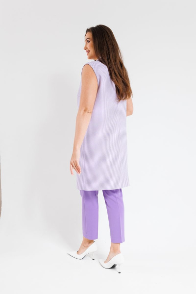 Фиолетовые деловые брюки на резинке с застежкой SandyNa 130204 лиловый - фото 2