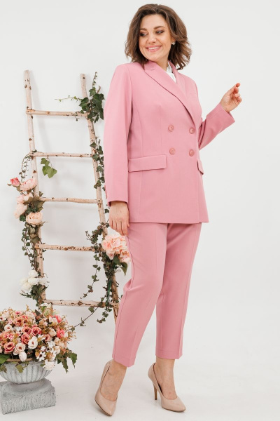 Розовый жакет прямого силуэта с двубортной застежкой SandyNa 13934 нежно-розовый - фото 3