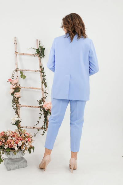 Голубой прямой жакет с рельефами и накладными карманами SandyNa 13934 небесно-голубой - фото 3