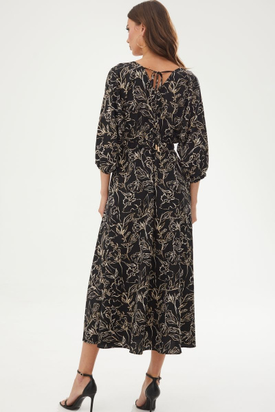 Черное летнее платье с принтом и резинкой по линии талии Lyushe 3495 - фото 7