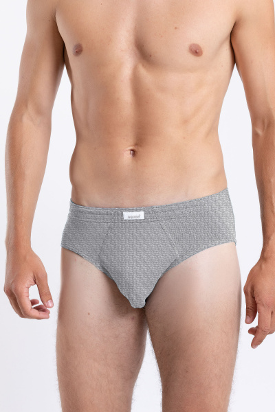 Серые плавки из трикотажа и хлопка с мягкими резинками SERGE 7015/14 patt0639 - фото 1