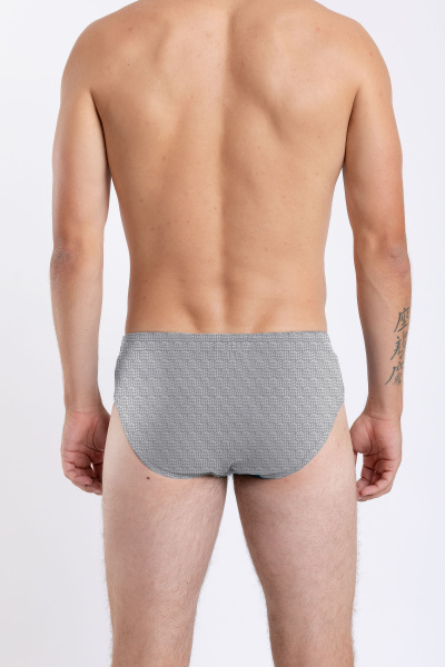 Серые плавки из трикотажа и хлопка с мягкими резинками SERGE 7015/14 patt0639 - фото 2