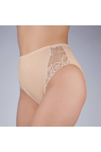 Трусы из трикотажного хлопка с кружевной отделкой Verally 107-5 жасмин - фото 3