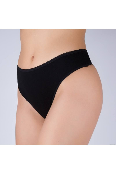 Черные трусы-стринги из эластичного трикотажа и хлопка Verally 126-1 черный - фото 3