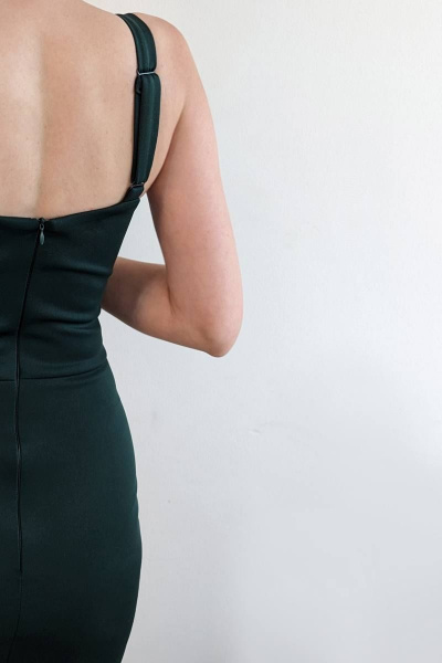 Вечернее длинное платье зеленое с разрезом и декольте Patriciа 02-5531 зеленый - фото 5