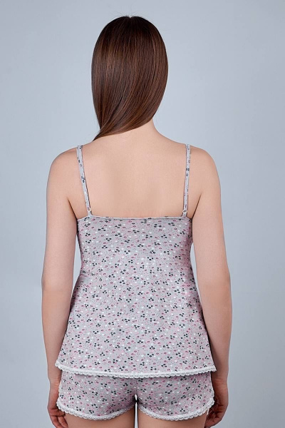 Пижама из хлопкового трикотажа с кружевной отделкой Verally 324-2 цветник - фото 2