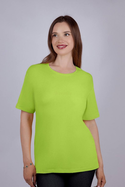 Джемпер из хлопка с эластаном и рукавом со спущенным плечом Verally 452-1 неон - фото 1