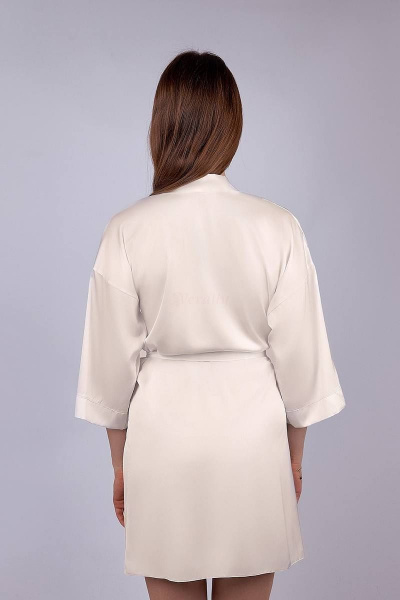Домашний халат из текстиля для комфортного отдыха Verally 409-1 приглушенно-белый - фото 2