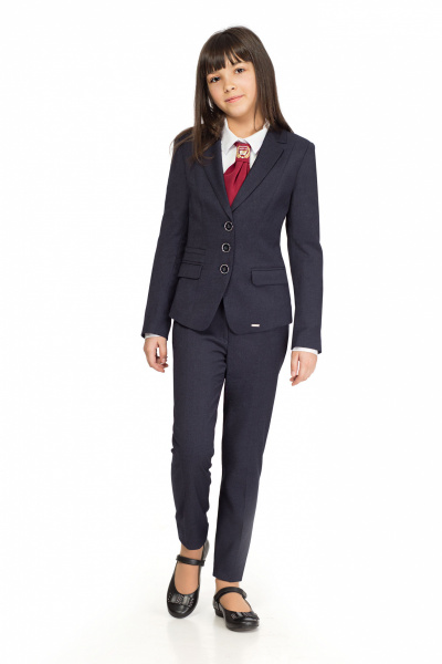 Классические брюки для девочки из вискозной костюмной ткани Panda Kids 222761С-158 Синий - фото 1