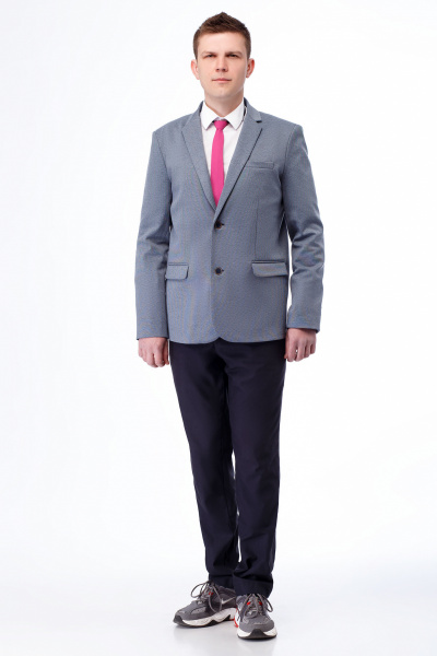 пиджак для мальчика из трикотажного текстиля, классика Panda Kids 244932А-182 Серо-синий - фото 1