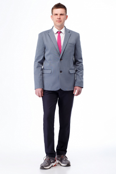 пиджак для мальчика из трикотажного текстиля, классика Panda Kids 244932А-182 Серо-синий - фото 3