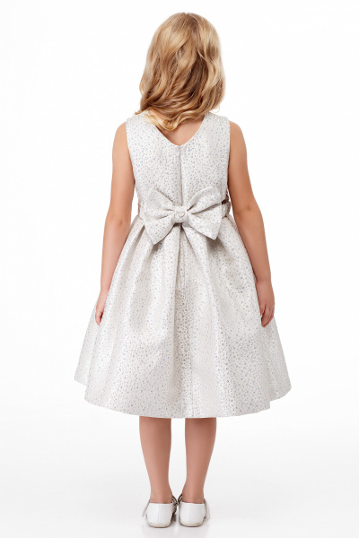 Платье из жаккарда с объемной юбкой, нарядное Panda Kids 249780-134 Серебряный - фото 2