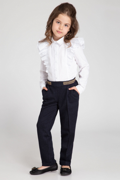 Трикотажные брюки для девочки из вискозного полотна Panda Kids 254760-122 Синий - фото 1