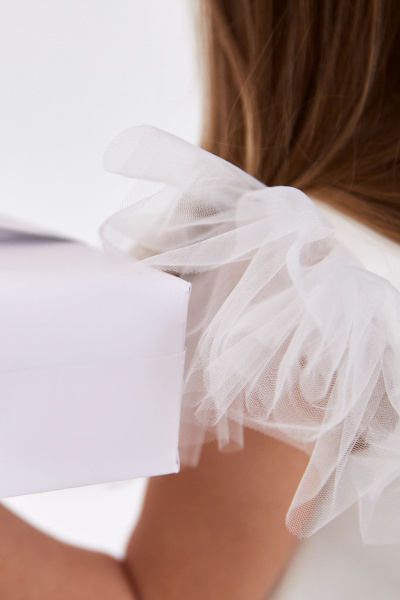 Платье классический стиль из текстиля для любой погоды Panda Kids 261380-128 Белый - фото 4