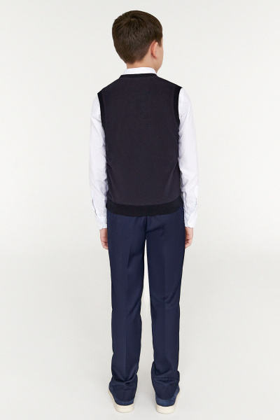 Круглогодичный текстильный жилет делового стиля для мальчика Panda Kids 261437H-128 Синий - фото 2