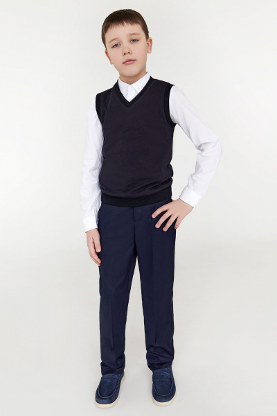 Круглогодичный текстильный жилет делового стиля для мальчика Panda Kids 261437H-146 Синий - фото 1