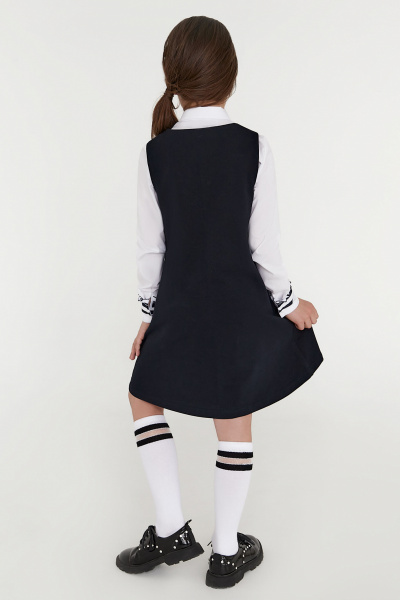 Сарафан деловой стиль из текстиля для повседневных образов Panda Kids 262380-128 Синий - фото 2