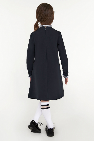 Платье деловое приталенное из текстиля Panda Kids 262480-146 Синий - фото 2