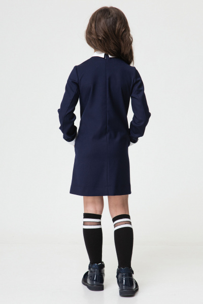 Платье деловое приталенное из текстиля Panda Kids 306882B-134 Синий - фото 3
