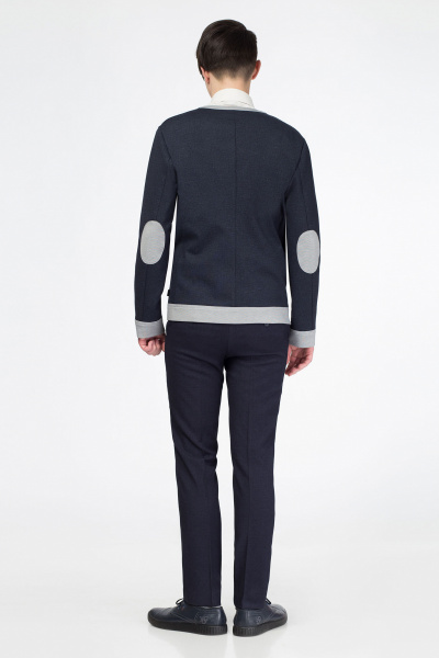 Школьный кардиган для старшего мальчика из трикотажа с рельефами Panda Kids 323032A-182 Синий - фото 2