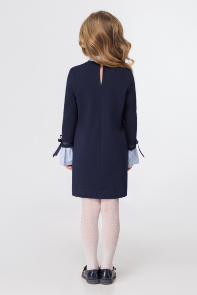 Платье для девочки из хлопкового трикотажа с карманами Panda Kids 323480-122 Синий - фото 2