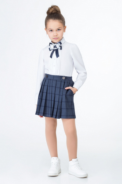 Юбка для девочки из поливискозной ткани с рисунком в клетку Panda Kids 334550-146 Синий - фото 1