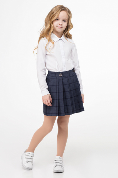 Юбка для девочки из поливискозной ткани с рисунком в клетку Panda Kids 334550-146 Синий - фото 3