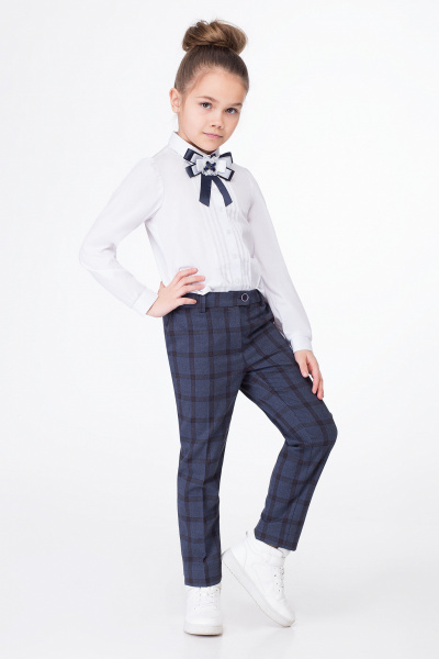 Брюки деловые из текстиля для строгого стиля Panda Kids 334667-128 Синий - фото 1