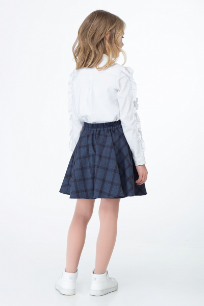 Юбка из поливискозной ткани с складками и карманами для школы Panda Kids 335457-146 Синий - фото 2