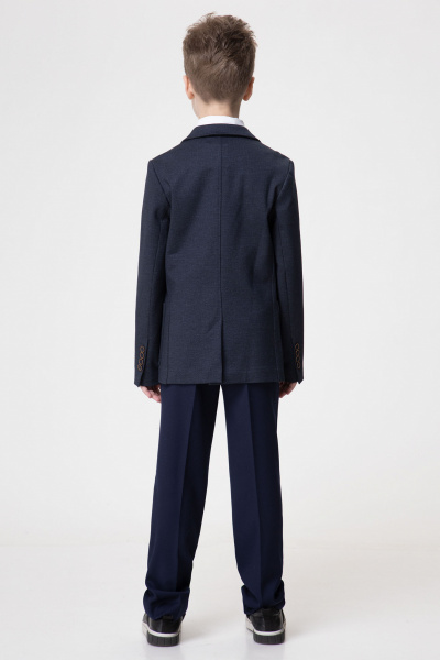 жакет деловой для мальчика из трикотажа с карманами Panda Kids 355530-134 Синий - фото 2
