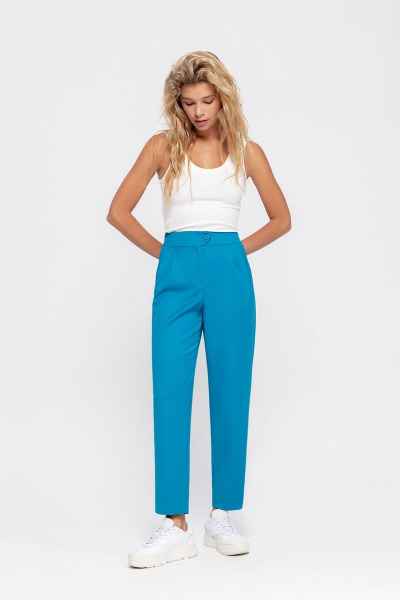 Голубой костюм-двойка из вискозы и текстиля PiRS 4533 темно-голубой - фото 5