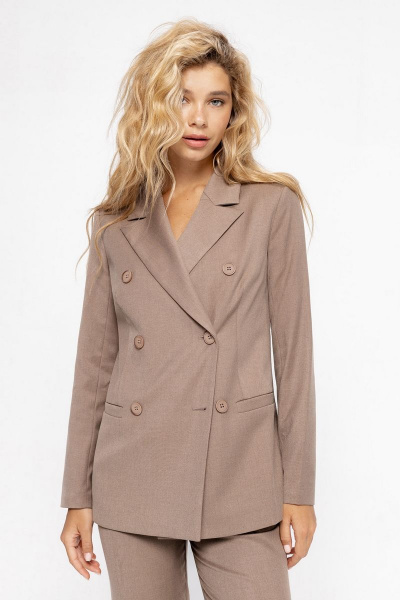 Классический жакет прямого кроя с прорезными карманами PiRS 4639 бежевый - фото 5