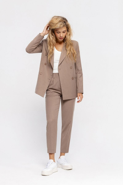 Укороченные брюки с мягкими складками и стрелками PiRS 4641 бежевый - фото 6