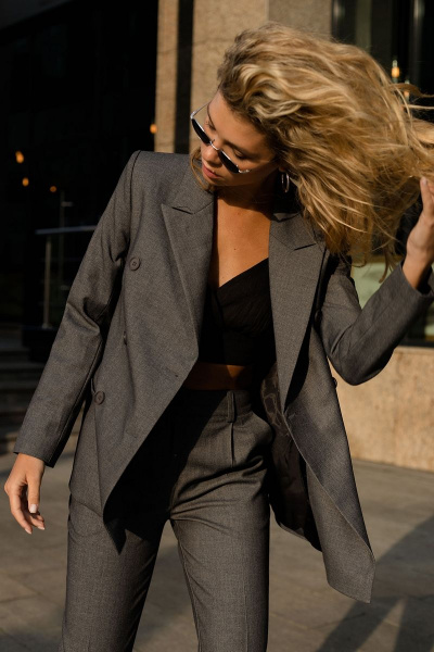 Классические укороченные брюки из вискозы для лета PiRS 4641 серый - фото 10