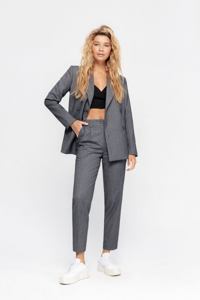 Классические укороченные брюки из вискозы для лета PiRS 4641 серый - фото 4