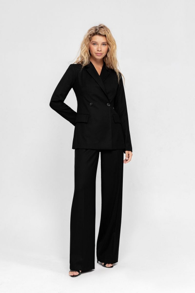 Приталенный жакет с двубортной застежкой на пуговицах PiRS 4658 черный - фото 5