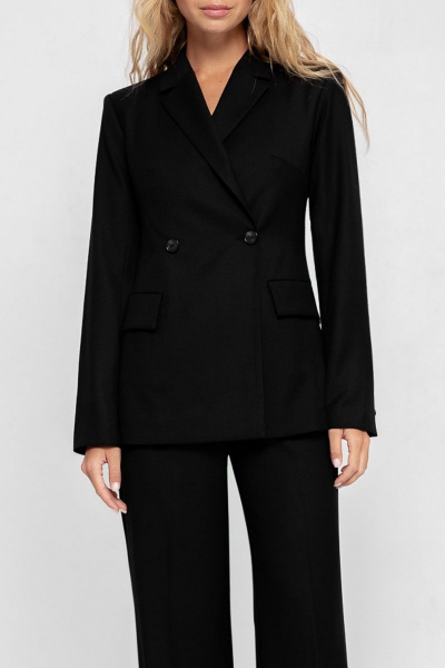 Приталенный жакет с двубортной застежкой на пуговицах PiRS 4658 черный - фото 3