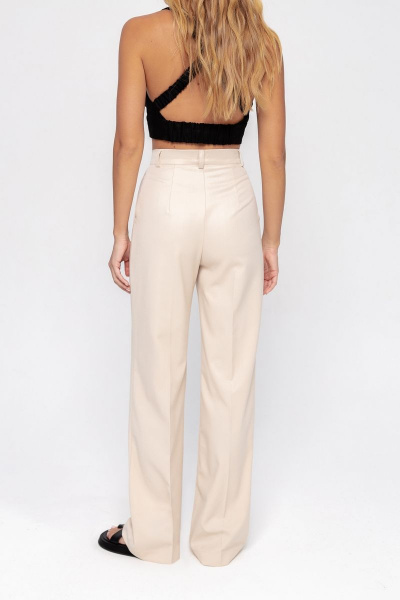 Летний текстильный костюм-двойка с жилетом и брюка палаццо PiRS 4666 светло-бежевый - фото 6