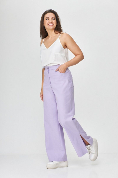 Фиолетовые брюки с разрезами и петлями для повседневного и офисного стиля Abbi 2009 лиловый - фото 6