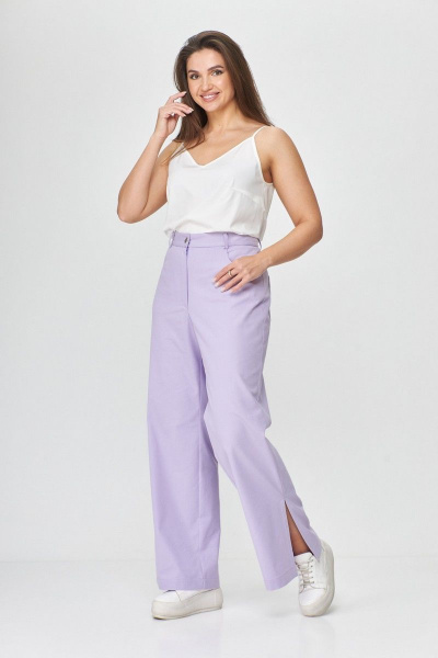 Фиолетовые брюки с разрезами и петлями для повседневного и офисного стиля Abbi 2009 лиловый - фото 1