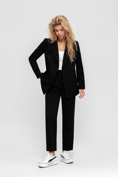 Костюм 2-ка из классического жакета и брюк со складками PiRS 4695 черный - фото 5