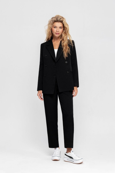 Костюм 2-ка из классического жакета и брюк со складками PiRS 4695 черный - фото 1