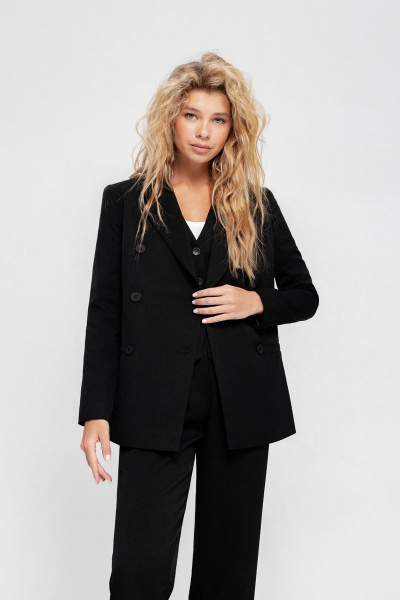 Костюм 2-ка из классического жакета и брюк со складками PiRS 4695 черный - фото 3