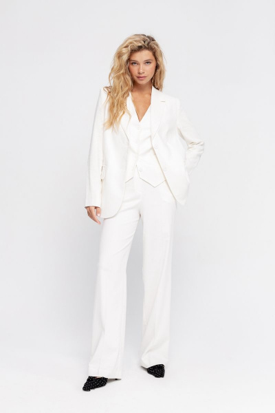 Костюм двойка из льняного текстиля для делового образа PiRS 4700 белый - фото 5
