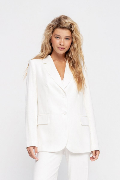 Костюм двойка из льняного текстиля для делового образа PiRS 4700 белый - фото 4