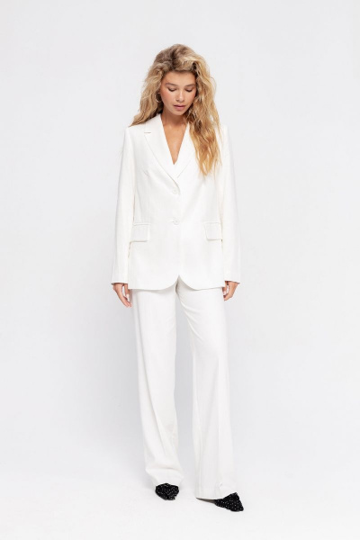 Костюм двойка из льняного текстиля для делового образа PiRS 4700 белый - фото 3
