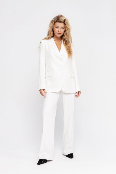 Костюм двойка из льняного текстиля для делового образа PiRS 4700 белый - фото 2